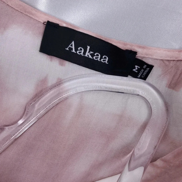 AAKAA Dusty Rose Tie Dye Faux Wrap Romper M - Picture 8 of 11
